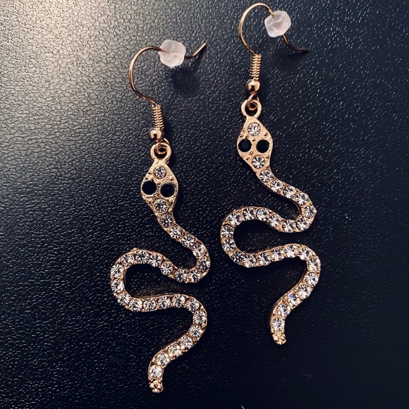 Jewelry - Gold Crystal Snake Earrings NEW